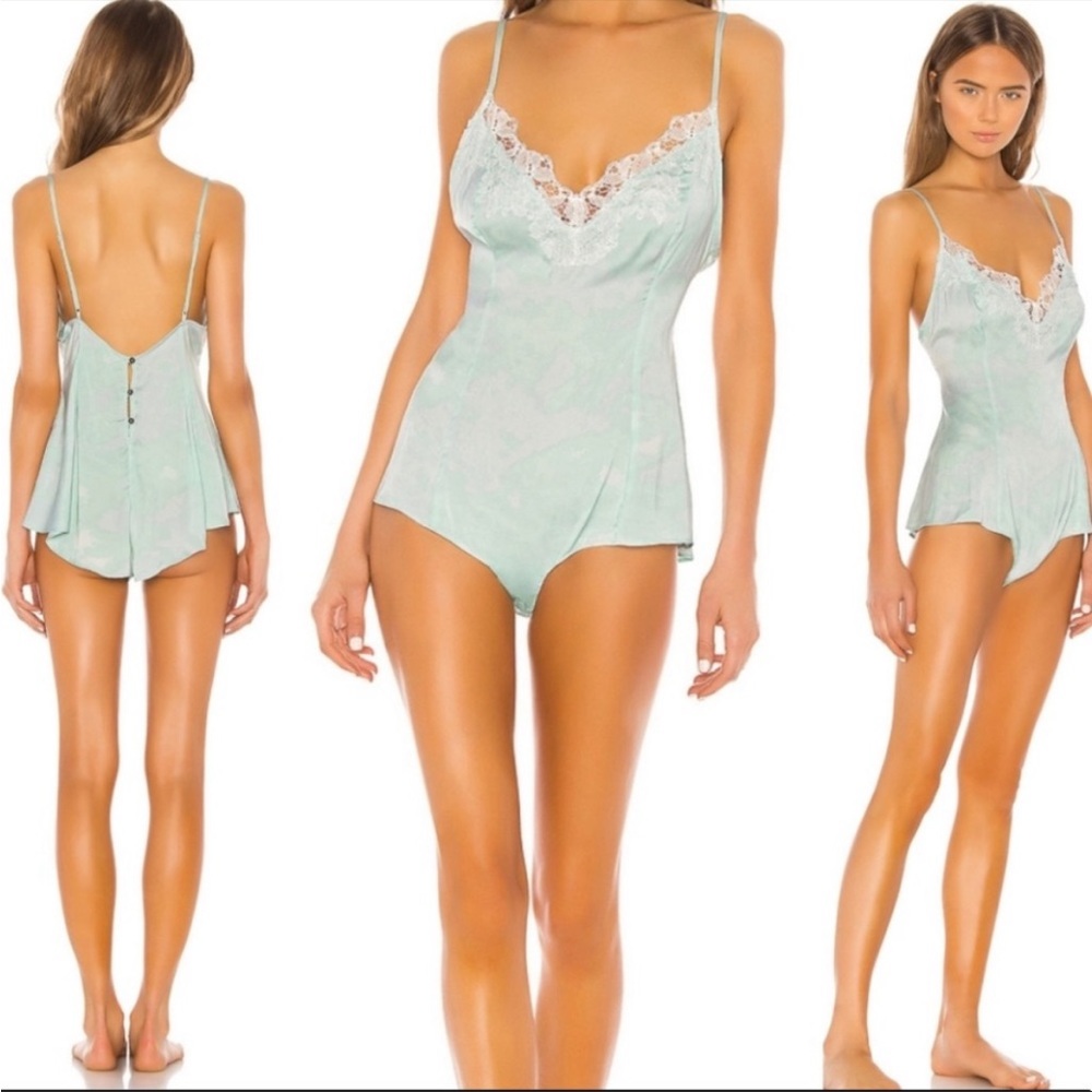 Intimately Free People Luella Lace Trim Tie Dye Bodysuit Romper - Picture 2 of 8